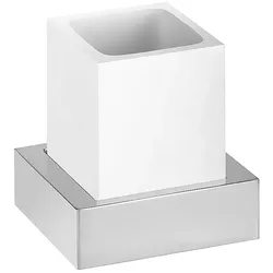 Brillantbad MAXIMA Glashalter Polyresin Messing Chrom Weiß 115x115x95 mm für Bad & Küche >> zum Bohren
