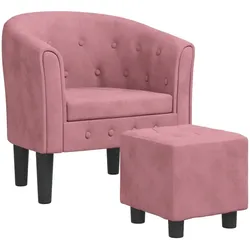 vidaXL Clubsessel mit Fußhocker Rosa Samt
