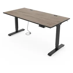 Yaasa Desk Essential, 180x80 cm, Eiche dunkel/Schwarz - Schreibtisch elektrisch höhenverstellbar