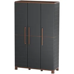 Besenschrank Anthrazit 3 Türen 3 Verstellbare Regale 102 x 37 x 169 cm - Garage Waschküche Abstellraum Art Plast