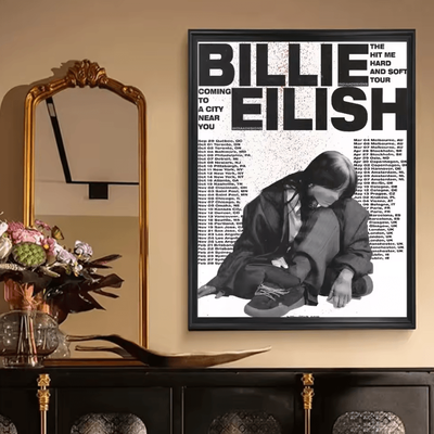 Inspire Curations Billie Eilish Hit Me Hard And Soft Poster Vintage Kraft Paper Aesthetic Wall Decor zlh4094 20x30cm Unframed