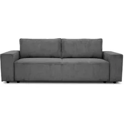 Casapy, Sofa + Bettsofa, 3-Sitzer-Umbausofa JOSH – Stoff Zoom Anthrazit – Aufbewahrungsbox – L 197 x T 117 x H 65 cm (3-Sitzer)