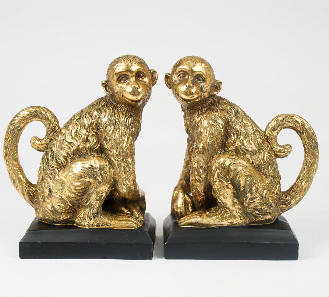 World Menagerie Resin Bookends Gold 10cm H X 19cm W X 15cm D