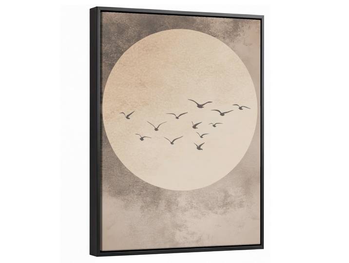 LEINWAND Bilder mit Rahmen - Vogel - Beige - Japanisch - 30x40