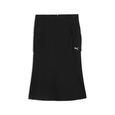Jerseyrock PUMA "Essentials Ripstop Cargo-Midirock Damen", Damen, Gr. L, schwarz, Obermaterial: 100% Baumwolle, Röcke