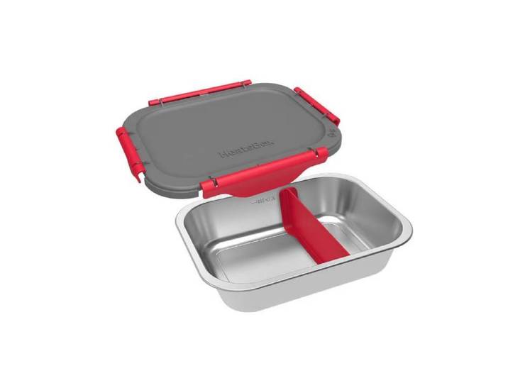 Lunchbox HeatsBox Set 2 Stück , silber (grau, silber), B:21,5cm H:5,5cm, Edelstahl, Lebensmittelaufbewahrungsbehälter, Lunchbox