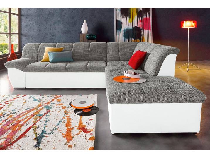 DOMO collection Ecksofa Splash, aktuelle Sitz- & Rückensteppung, Materialmix, B.271cm, L-Form, wahlweise mit Bettfunktion