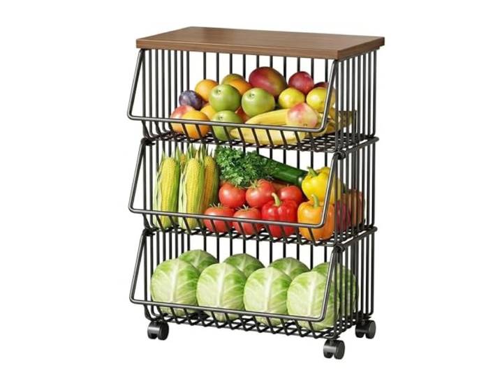Kx9Lb8d Rollwagen Rollbarer Aufbewahrungswagen for Küche, Obstkorb und Wohnzimmer-Snack-Spielzeug-Organizer(Klein)