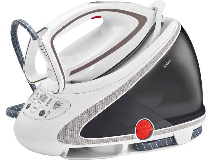 TEFAL Dampfbügelstation Pro Express Ultimate, 7,7 Bar, 2600 Watt, Kalk-Kollektor , grau (weiß, grau), Dampfbügelstationen, 155 g/Min. Dampfleistung, 500 g/Min. extra Dampfstoß, GV9567, Dampfbügelstation