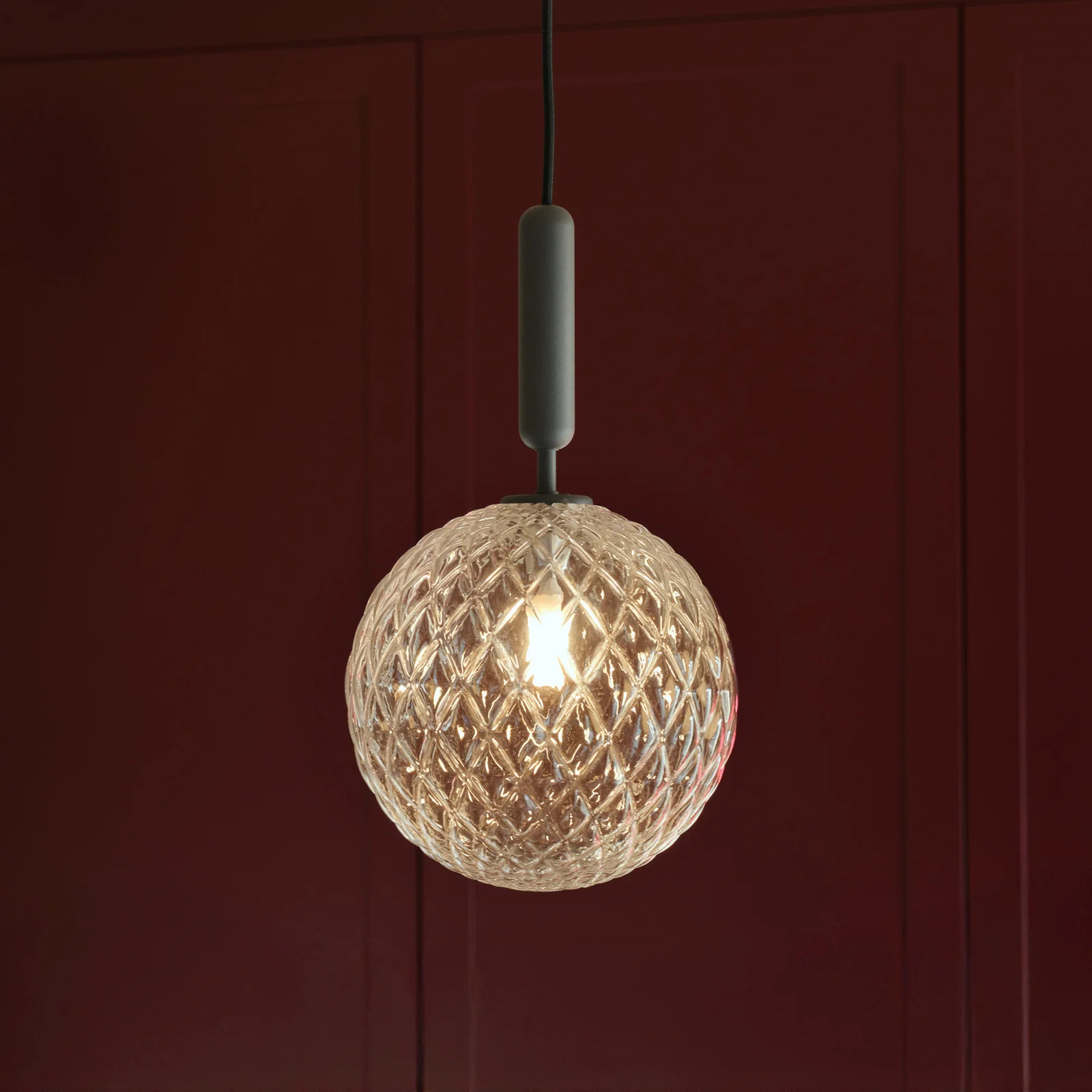 Nuura Miira 1 Hanglamp Large - Rock Grey/Optic Clear - Glazen Bol