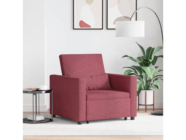 HEFZGDB 3-in-1 Einzelsofa Bett umwandelbar in Weinrot mit abnehmbarem Boxkissen und 4 Rädern für einfache Mobilität – Ergonomischer Sessel für Wohnzimmer mit praktischen Armlehnen