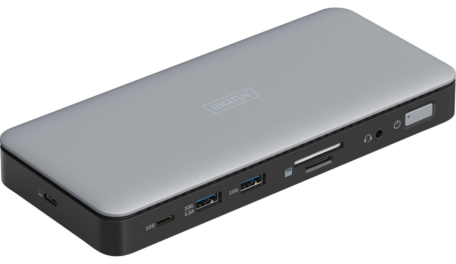 Digitus DA-70917 Dockingstation met USB-C naar HDMI, DP, USB-A, USB-C, RJ45, DC en Audio in zilver