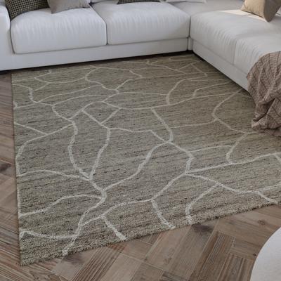 Wollteppich WECON HOME "Hamptons FORTYONE", grau (taupe), B:40cm H:15mm L:60cm, Schurwolle, Teppiche, Läufer, Schurwolle, Kurzflor, Wohnzimmer, elegant, robust, Stein