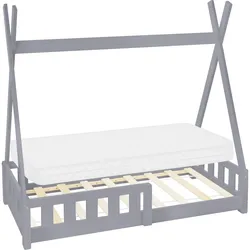 KINDERBETT Tipi mit Matratze 70x140 cm Hellgrau
