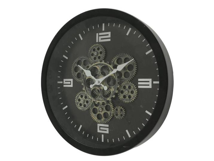 Boltze Home Wanduhr Bigtime 38/38/6 cm, Schwarz, Glas, Rund, 38x6x38 cm, Dekoration, Uhren, Wanduhren