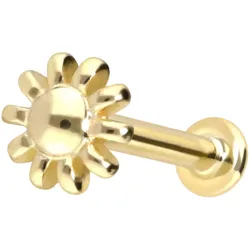 14 Karat Gold Labret mit Push Fit BLUME