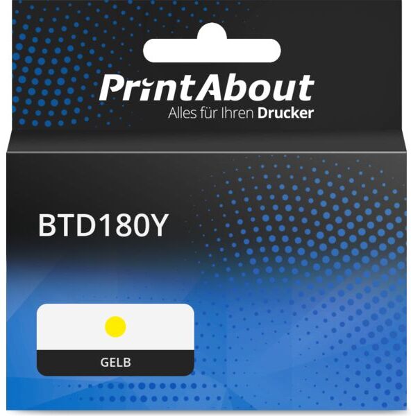 PrintAbout Druckerpatrone kompatibel mit Brother BTD180Y - Gelb