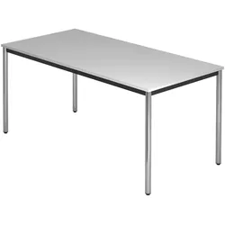bümö Multifunktionstisch grau, Tisch 160 x 80 cm, Tischfuß verchromt - einfacher Tisch, Besprechungstisch System D-Serie, Konferenztisch,