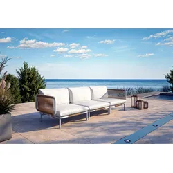 OUTFLEXX Visby Gartenlounge 3-teilig, creme/weiß, Alu/Stahl, inkl. Polster, abnehmbare Bezüge,  elektrophoretisch beschichtet