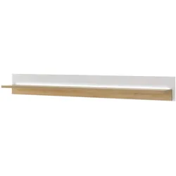 WANDBOARD weiß matt, Eiche Wotan 201 cm, Wandregal inklusive Beleuchtung