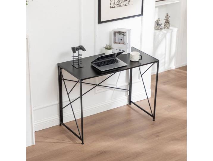 Bureau pliant compact pour petits espaces - TCQPZ - plateau en MDF structure métal noir 99 × 50 × 75 cm