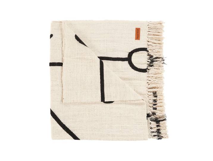 Plaid coton marron et noir 128x240x1cm