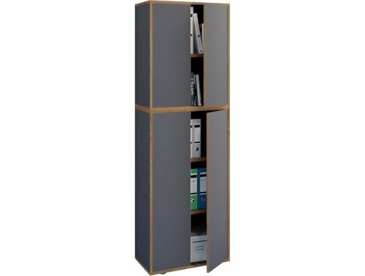 VCM Büroschrank Anthrazit 60x33x183 cm 4 Türen 5 Fächer Holzwerkstoff Akten Ordnung für Akten und Ordner - praktisch fürs Homeoffice und Büro - für Angestellte und Selbstständige, Holzwerkstoff