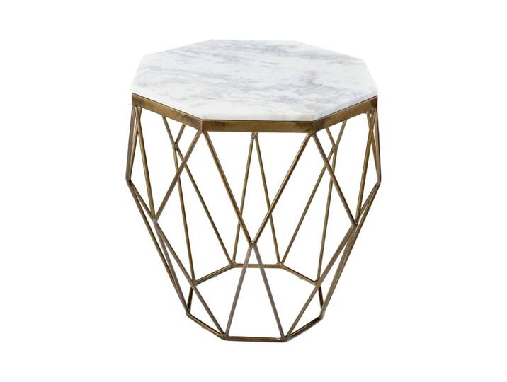 Table basse en marbre blanc pied design en fer 50x50x50cm