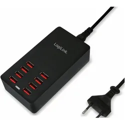 LogiLink Pa0140 (44 W, 8 Ports), USB Ladegerät, Schwarz