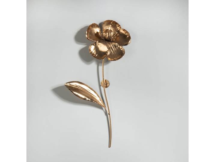 Wanddekoration aus vergoldetem Stahl in Blumenform, 31 x 59 cm