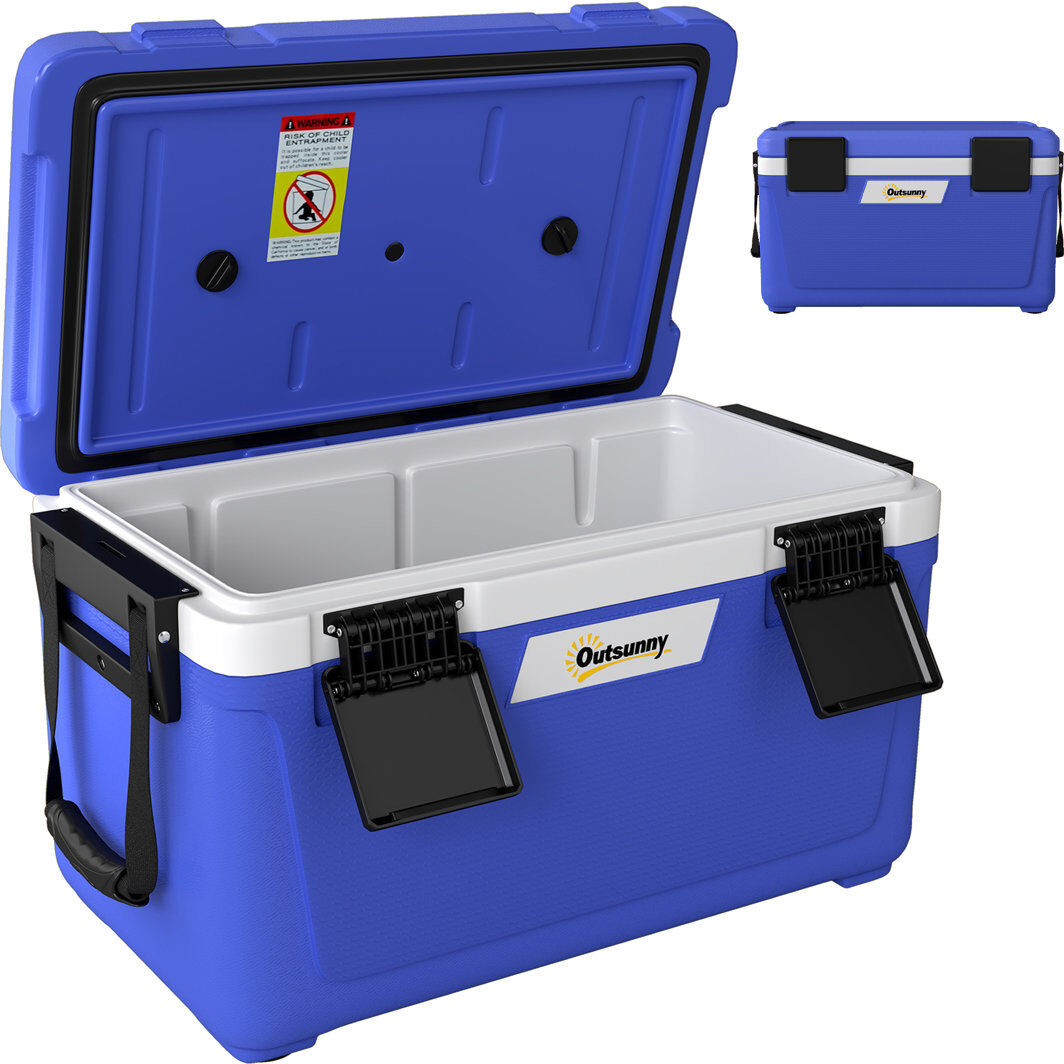 Outsunny Insulated Cool Box Lightweight Ice Cooler Lid Dark Blue/Black 42.6L