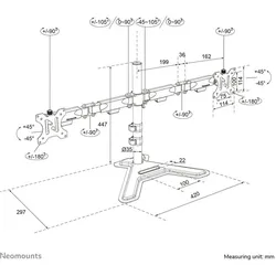Neomounts Nero Displayständer 10-32 DS45-600BL2 (Tisch, 32", 6 kg), Monitor Halterung, Schwarz