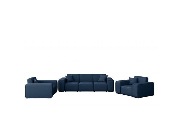 Kaiser Möbel Loungegarnitur 3 1 1 Gartenmöbel, Malibu Stoff Odyssey Marineblau, Blau, Holz, Gartenmöbel, Gartengarnituren, Gartenmöbel-Sets