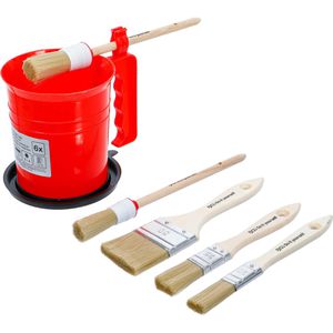 BGS-technic Malerpinsel 76500, Set, 6-teilig, Pinsel-Set, Chinaborste, mit Farbbecher, für Farbe & Lasuren