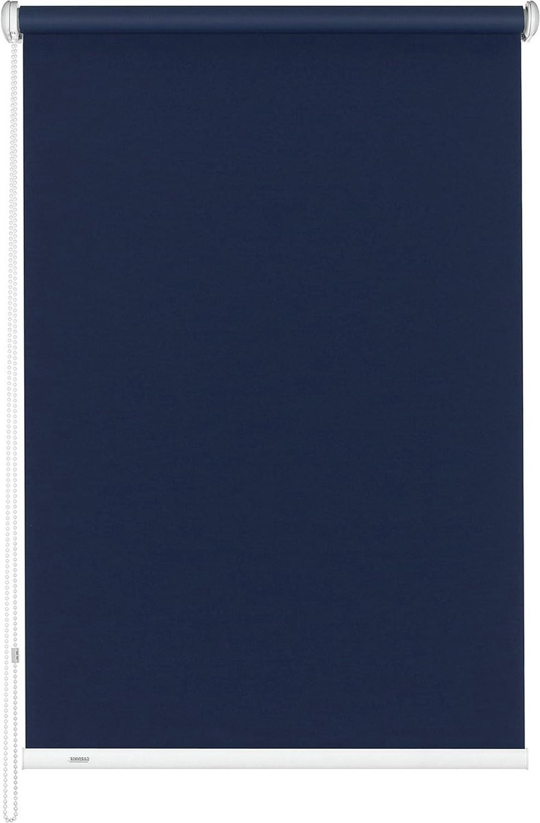 Donkerblauw verduisterend rolgordijn met zijgeleiding, 62 x 180 cm