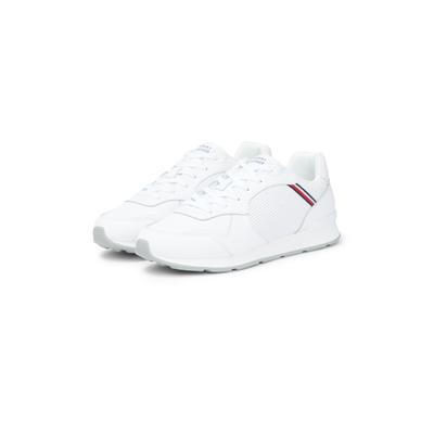 Sneaker TOMMY HILFIGER "MAXLITE 1A", Herren, Gr. 45, weiß, Leder, Schuhe Sneaker, Freizeitschuh, Halbschuh, Schnürschuh, Streifen in Tommy Farben