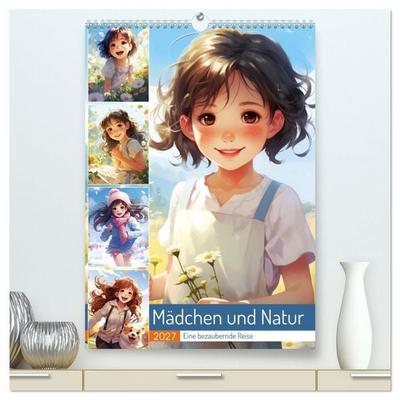 Mädchen und Natur. Eine bezaubernde Reise (hochwertiger Premium Wandkalender 2027 DIN A2 hoch), Kunstdruck in Hochglanz
