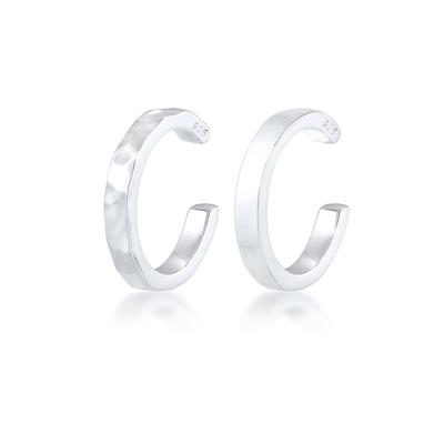 Paar Ohrklemmen ELLI "Ohrringe Earcuff Set Organic Look 925 Silber" Gr. 13, silber, Ohrringe, Damen, 13, Silber 925 (Sterlingsilber)