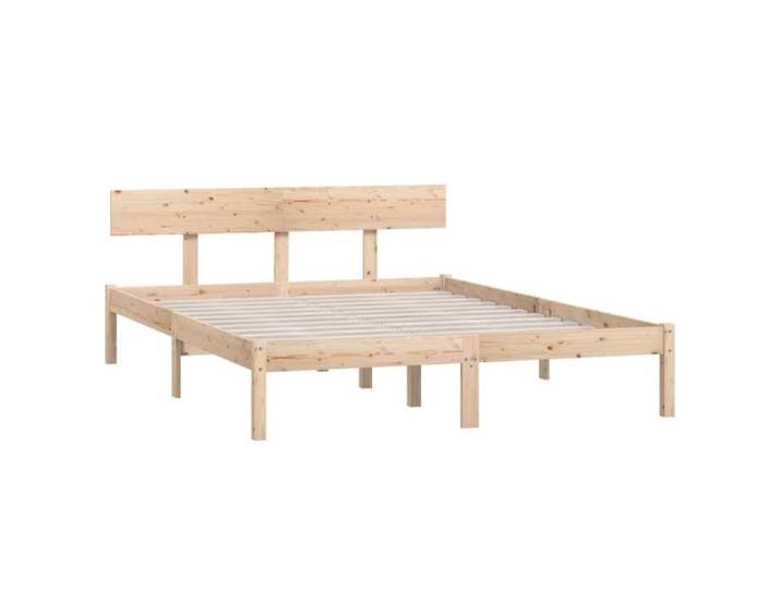 Sarazjy®Lit Bois Brun - Cadre de lit - KENNETH - 2 Places - sans matelas bois massif - 7824