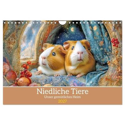 Niedliche Tiere - Unser gemütliches Heim (Wandkalender 2027 DIN A4 quer), CALVENDO Monatskalender