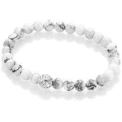 Armband FIRETTI "Schmuck Geschenk Armschmuck Armkette Edelstein Farbstein Kristall", grau (weiß, grau, weiß), Armbänder, Damen, 17cm, Materialmix, Armband, mit Kristallstein (synth.), Howlith