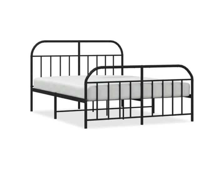 PUGYNBK Bettgestell aus Metall, Schwarz, 140 x 200 cm Pulverbeschichtetes Stahlfundament, Metalllatten und -beine, Stauraum unterhalb des Kopfteils und Fußteil