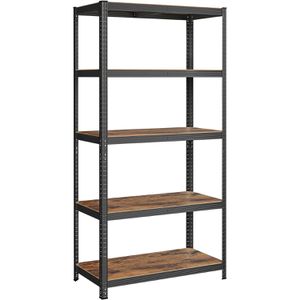 Songmics Schwerlastregal 5 Holzböden, 150kg Fachlast, schwarz, 200 x 120 x 60cm