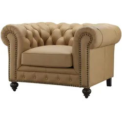 uno Ledersessel im Vintage-Look Chesterfield , braun , Maße (cm): B: 124 H: 80 T: 100.0