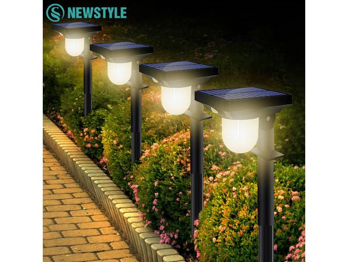 Lot de 4 projecteurs solaires de jardin, éclairage extérieur avec détecteur de mouvement, étanche, pour allée, mur, patio, pelouse, décoration