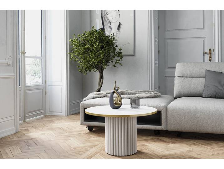 Design Möbel Couchtisch LOMELO – Runder Couchtisch im modernen Design (67x67x42 cm)