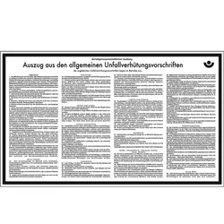 Schild I Aushang Auszug allgemeiner Unfallverhütungsvorschriften, Kunststoff, 430x260mm