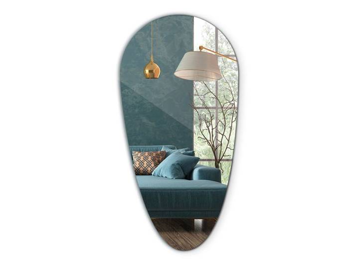 Miroir Murale de Salle de Bain Asymétrique - Forme Larme - 35 cm x 70 cm