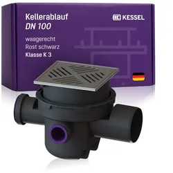 Kessel Kellerablauf 29121 DN 100, 187 x 187 mm Schlitzrost Edelstahl, verschraubt