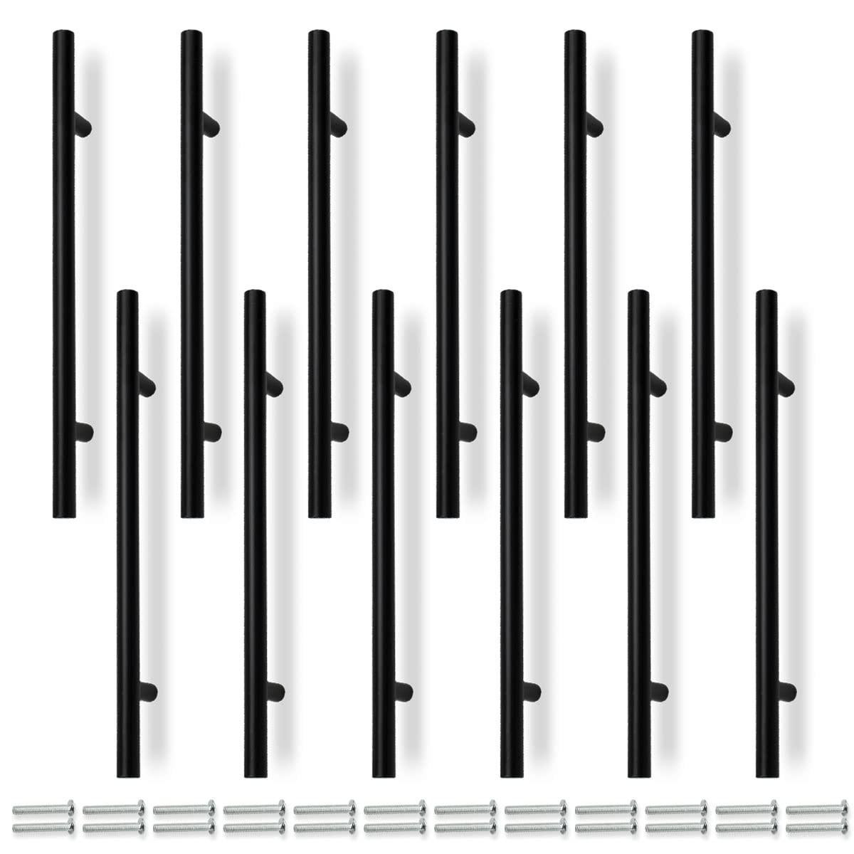 12 stuks Matte Zwarte T-Bar Keuken Grepen 250mm